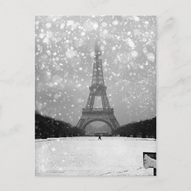 Tour Eiffel sous la neige 1964 - Robert Doisneau Vykort (Framsida)