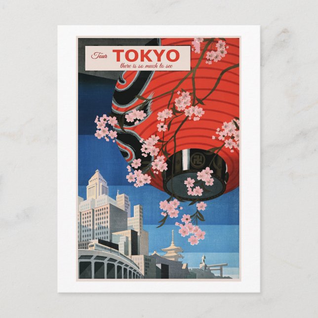 Tour Tokyo, Japan, travel poster, Vykort (Framsida)