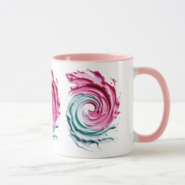 Tourbillon Abstrait en Rose et vert pastels. Mugg (Höger)