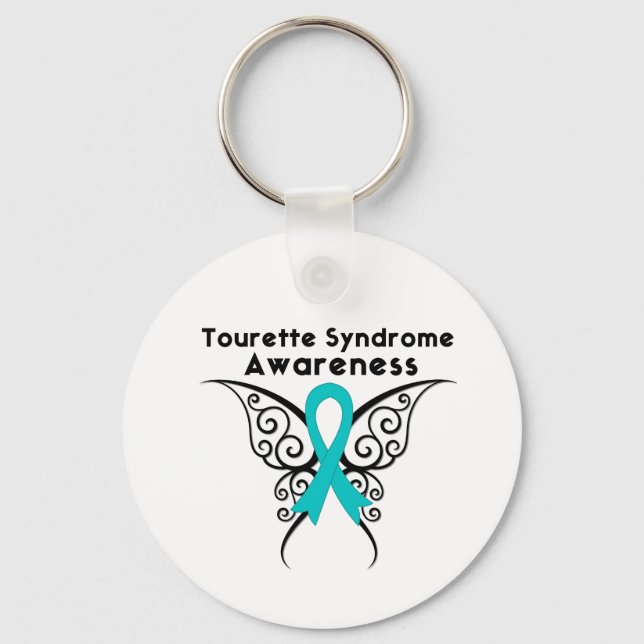 Tourette Syndrome Awareness Tattoo Butterfly Nyckelring (Framsida)