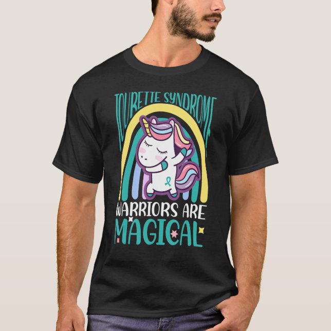 Tourette Syndrome Dabbing Magical Unicorn Teal Rib T Shirt (Framsida)