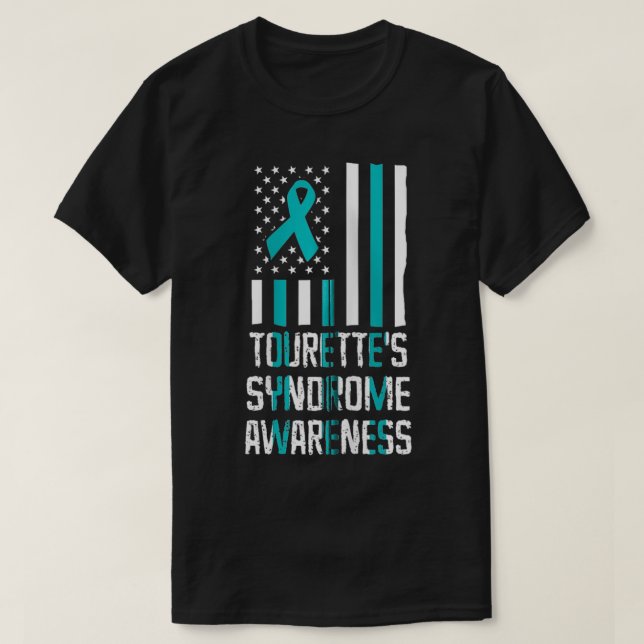 Tourette Syndrome US Flagga TS Warrior Survivor Zi T Shirt (Design framsida)