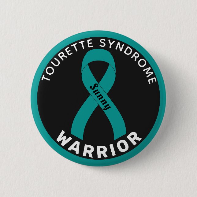 Tourette Syndrome Warrior Ribbon Black-knapp Knapp (Framsida)