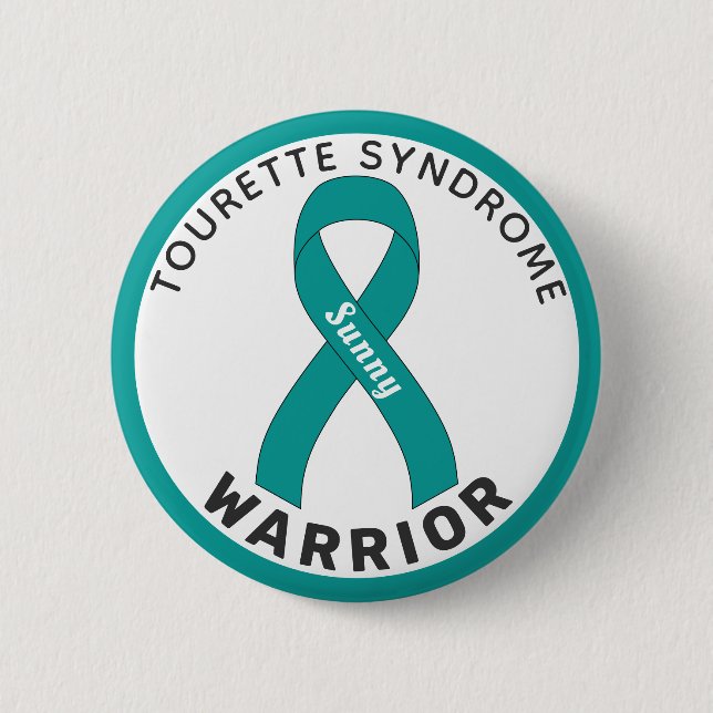 Tourette Syndrome Warrior Ribbon White-knapp Knapp (Framsida)