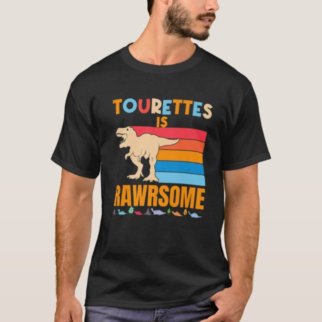 Tourettes är Fantastisk Tourettes dinosaur Gift Ti T Shirt (Framsida)