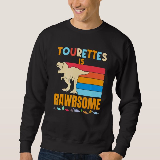 Tourettes är Fantastisk Tourettes Dinosaur Tics Bo Lång Ärmad Tröja (Framsida)