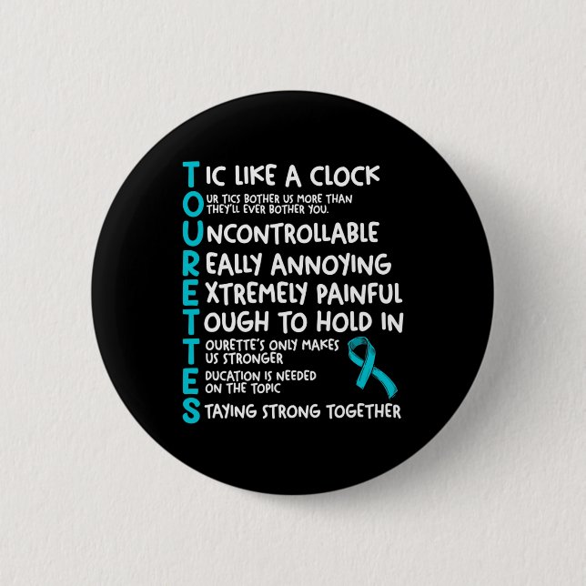 Tourettes Betydelse Teal Band Tourettes Syndrom Me Knapp (Framsida)