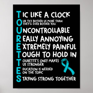 Tourettes betyder Teal Ribbon Tourette Syndrome Aw Poster