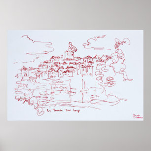 Tourettes sur Loup, Provence Södra Frankrike Poster