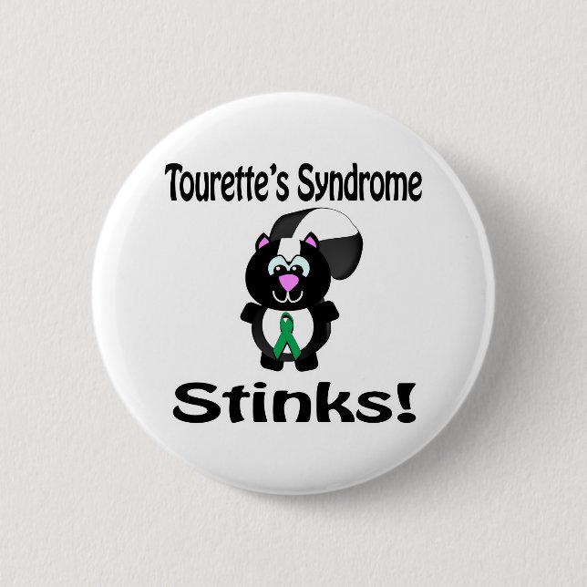 Tourettes Syndrom Stinker Skunk Medvetenhet Design Knapp (Framsida)