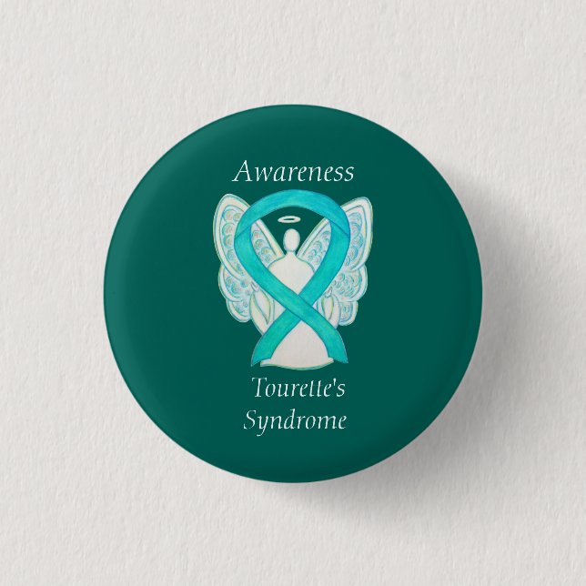 Tourette's Syndrome Awareness Ribbon Angel Pin Knapp (Framsida)