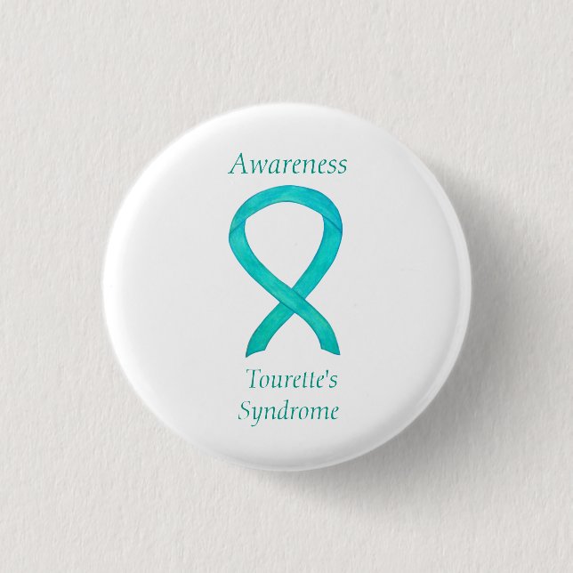 Tourette's Syndrome Awareness Ribbon Anpassningsba Knapp (Framsida)