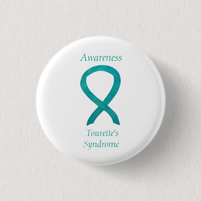 Tourette's Syndrome Awareness Ribbon Anpassningsba Knapp (Framsida)