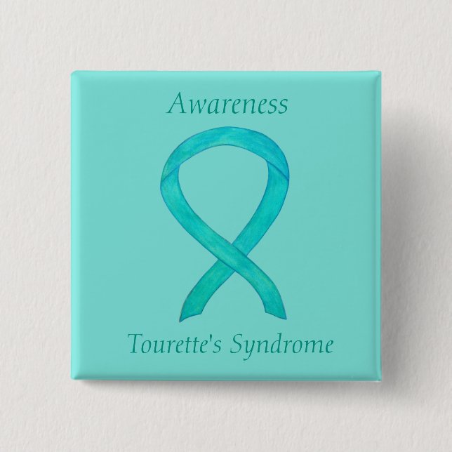 Tourette's Syndrome Awareness Ribbon Anpassningsba Knapp (Framsida)