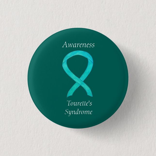Tourette's Syndrome Awareness Ribbon Anpassningsba Knapp (Framsida)