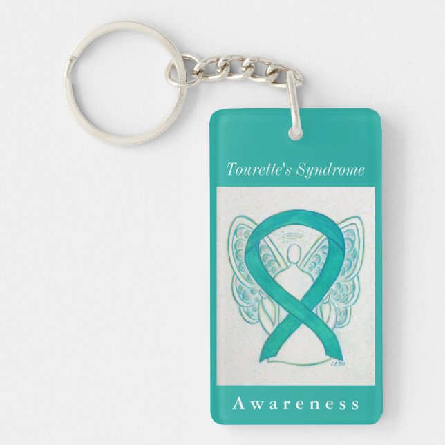 Tourette's Syndrome Ribbon Guardian Angel Keychain (Framsidan)