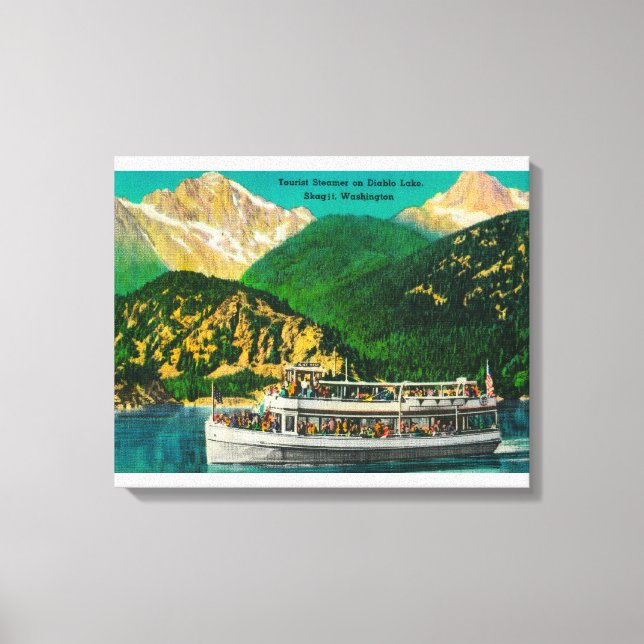 Tourist Steamer på Diablo sjö, Skagit Canvastryck (Framsida)
