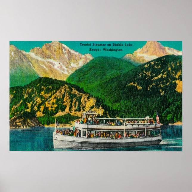 Tourist Steamer på Diablo sjö, Skagit Poster (Framsidan)
