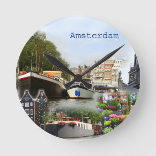 Touristic platser av Amsterdam Rund Klocka