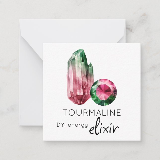*~* TOURMALINE Elixir-kristallkort AP64 - platt an Anteckningskort (Framsida)