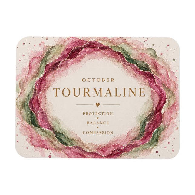 Tourmaline Oktober Födelsedagssten Flexi Magnet (Horisontell)