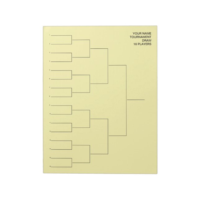 Tournament draw template notepad for 16 players anteckningsblock (Roterad)