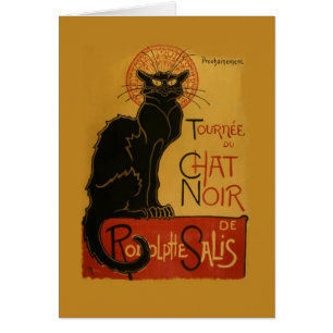 Tournee de Chatta Noir Black Cat Hälsningskort