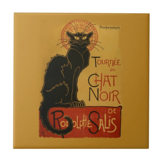 Tournee de Chatta Noir Black Cat Kakelplatta (Framsidan)
