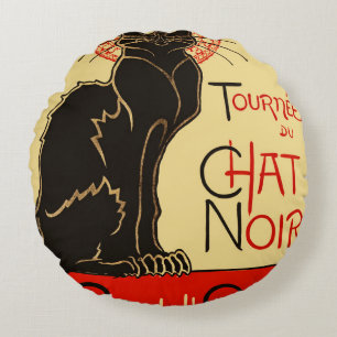 Tournée du Chatta Noir Art nouveau Rund Kudde