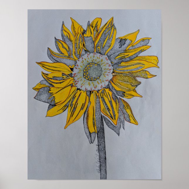 Tournesol, solros, Gult blomma, Gult konst Poster (Framsidan)