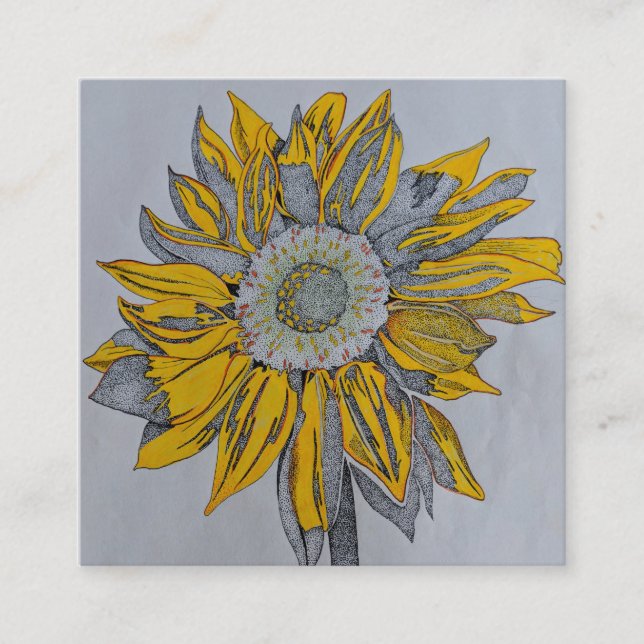 tournesolvisitkortar, solrosvisitkortar fyrkantigt visitkort (Framsida)