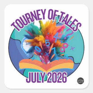 Tourney of Tales-klistermärken juli 2026 Fyrkantigt Klistermärke