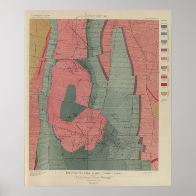 Tourtelotte Park Mining District Lakan Karta Poster (Framsidan)