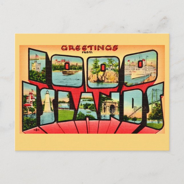 Tousand Islands NY Vintage vykort (Framsida)