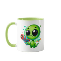 Tout petit extraterrestre avec pistolet à bulles.