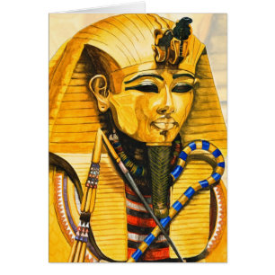 Toutankhamon guld maskerar vattenfärg hälsningskort