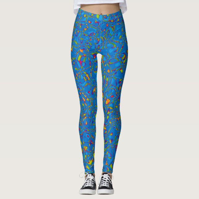 Tovadamaskerblått Leggings (Framsida)