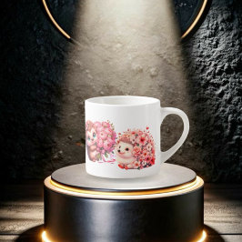  Tow cuteRomantic Floral Hedgehog Duo Illustration Espressomugg
