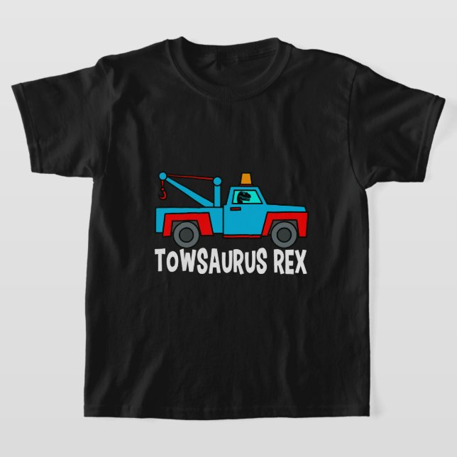 Tow Lastbil Driver TRex Dinosaur Recovery Fordon W T Shirt (Laydown)