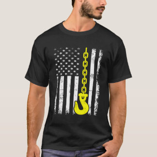 Tow Lastbil-drivrutinen USA Flagga Wrecker Trucker T Shirt