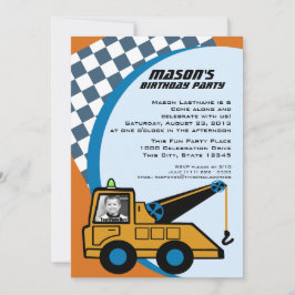 Tow Lastbil födelsedag med Photo Inbjudningar