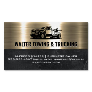 Tow Lastbil Logotyp Metallic Guld Marble Magnetiska Visitkort