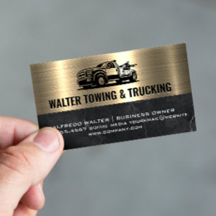 Tow Lastbil Logotyp Metallic Guld Marble Visitkort
