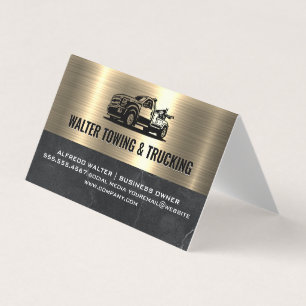 Tow Lastbil Logotyp Metallic Guld Marble Visitkort
