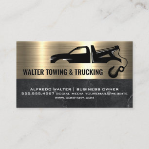 Tow Lastbil och Krok Metallic Guld Marble Visitkort