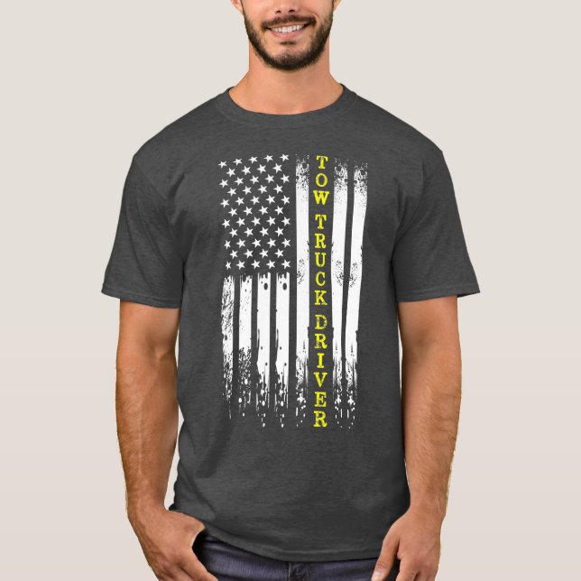 Tow Lastbil operator thin Gult Line Wrecker Tow T Shirt (Framsida)