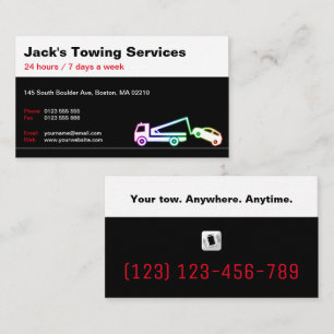 Tow Lastbil Services Din bogsering var som helst Visitkort