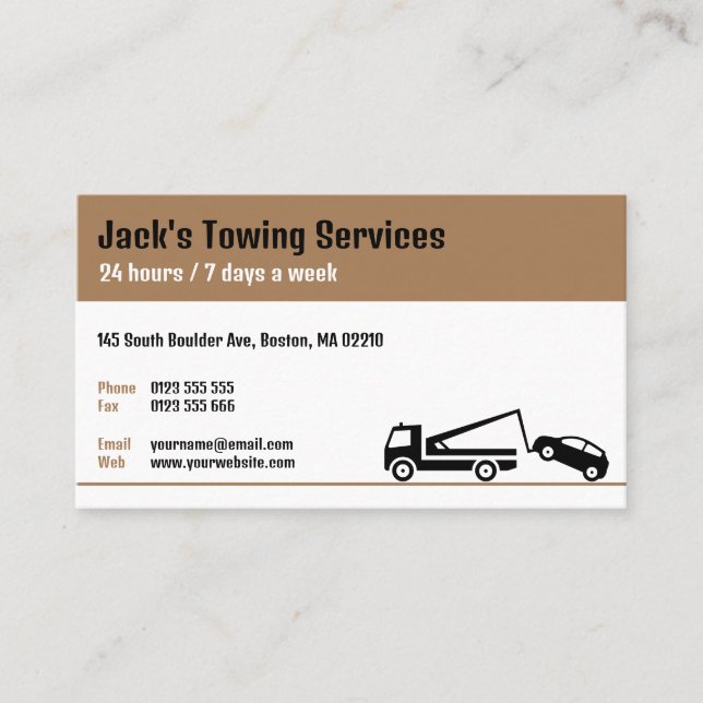 Tow Lastbil Services | Din bogsering var som helst Visitkort (Framsida)