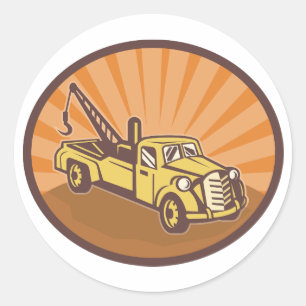 Tow Lastbil Stickers Runt Klistermärke