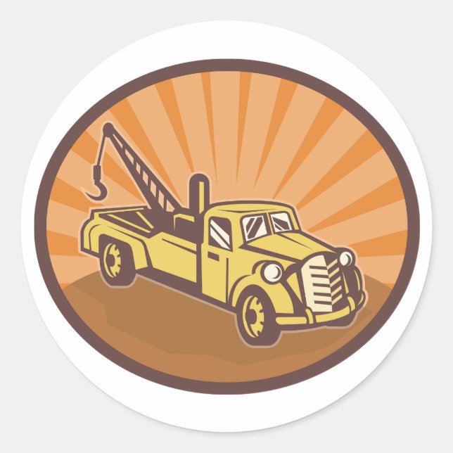 Tow Lastbil Stickers Runt Klistermärke (Framsida)